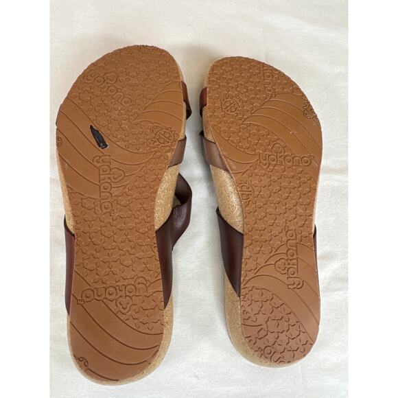Yokono Flat Sandals IBIZA-013 Strappy Cork Bed Women's Brown Leather NWT Size 6 - Picture 6 of 6